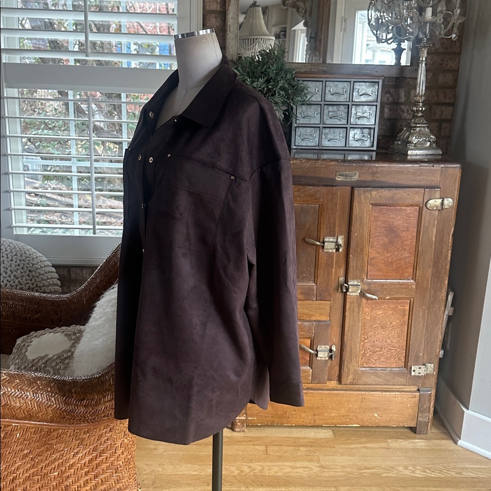 TORRID FAUX SUEDE JACKET JAVA BUTTON 2X NEW STRET… - image 3